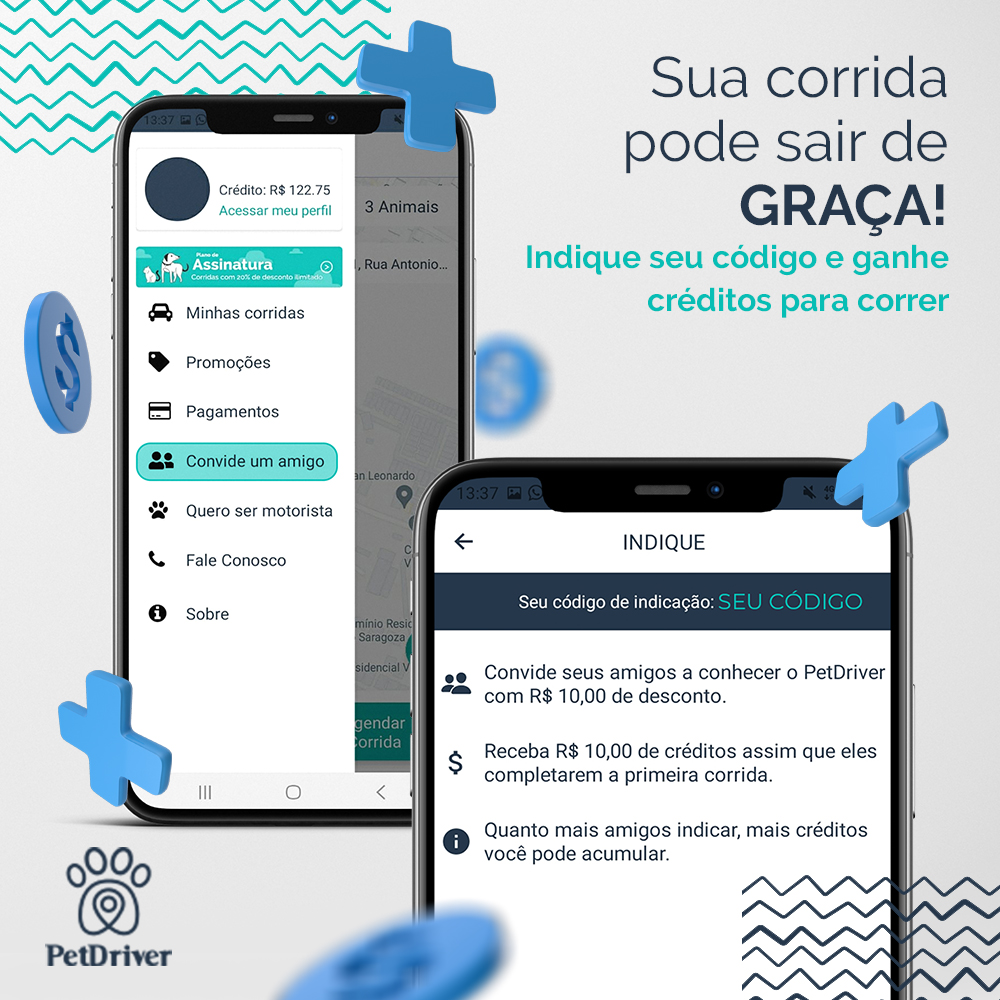 Indique seus amigos e a PetDriver pode levar você de graça!